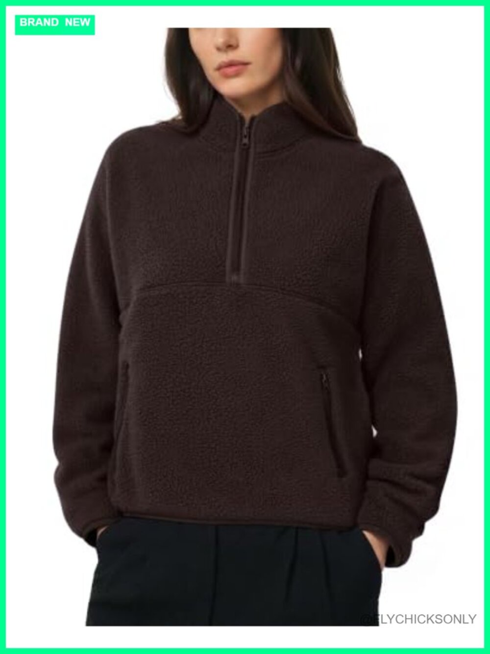 SUUKSESS Women Quarter Zip Fleece Pullover Fuzzy Sherpa Jacket